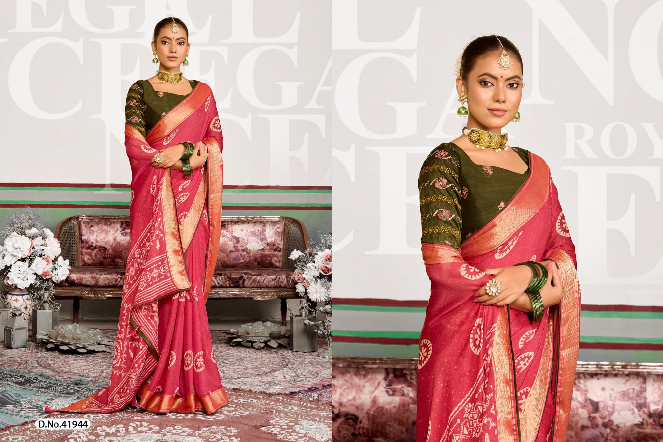 Champa 3 5D Designer Moss Sarees Wholesaler