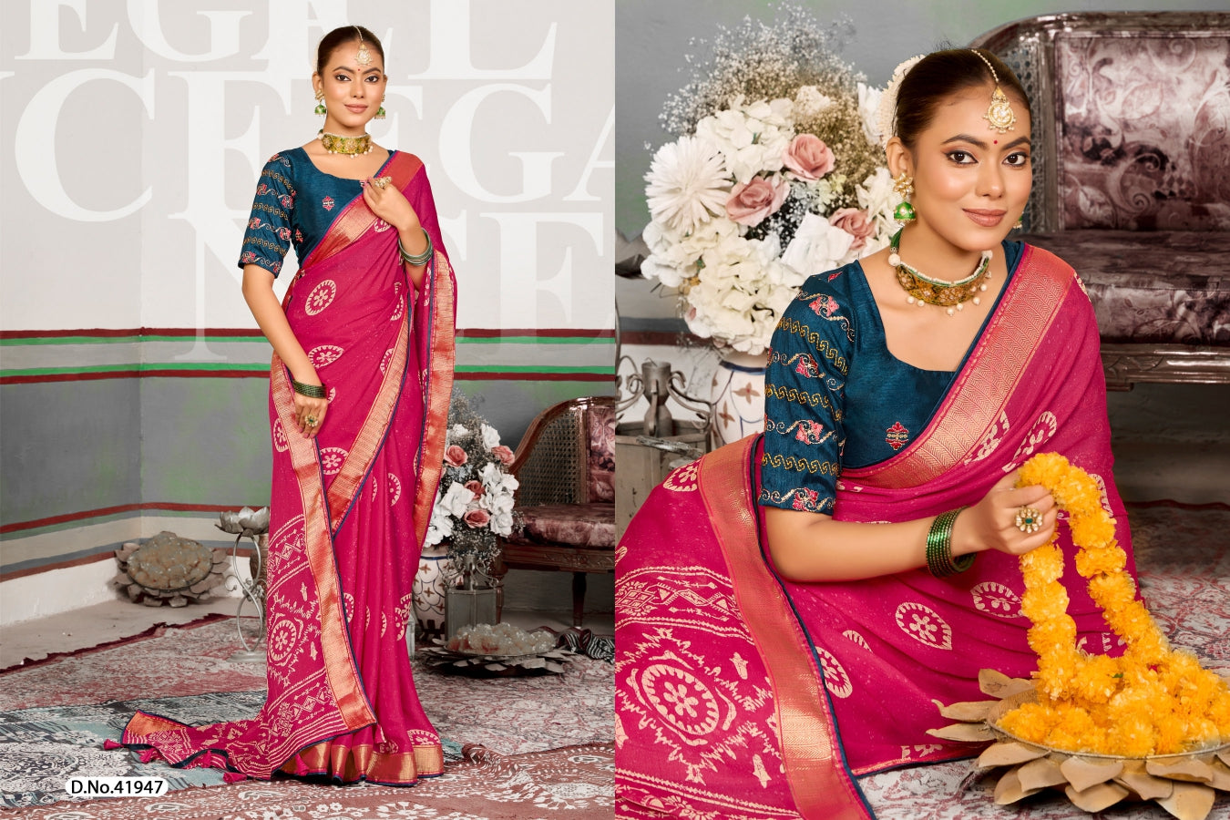 Champa 3 5D Designer Moss Sarees Wholesaler