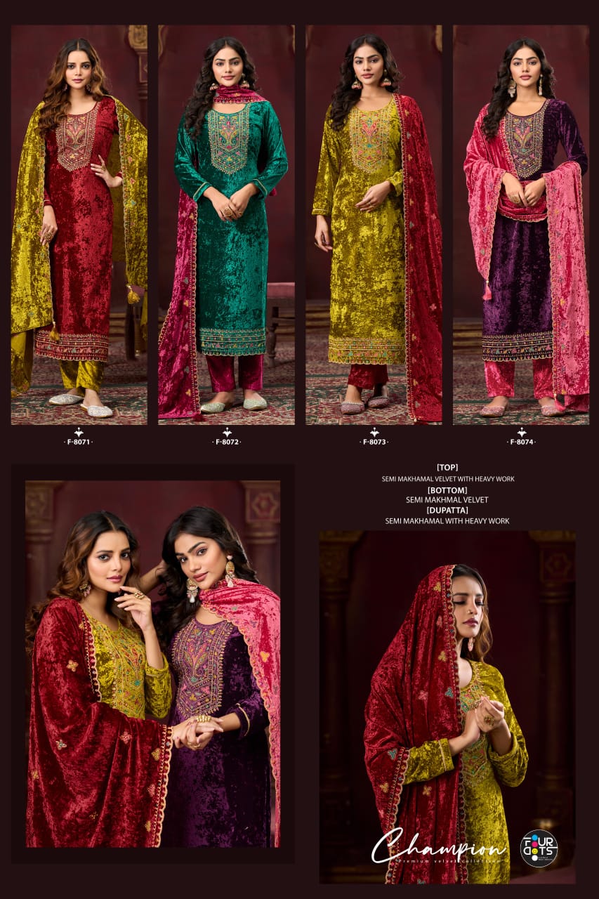 Champion Four Dots Velvet Suits Wholesaler Gujarat