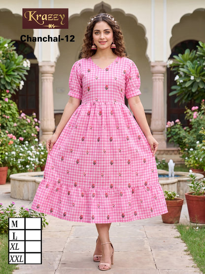 Chanchal Flair Kanha Linen Anarkali Kurtis Wholesale Rate
