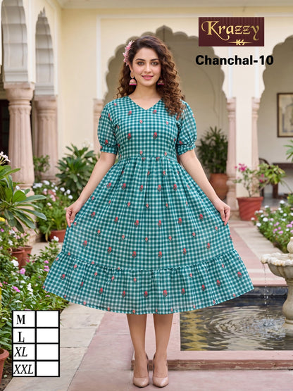 Chanchal Flair Kanha Linen Anarkali Kurtis Wholesale Rate