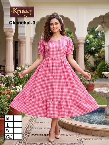 Chanchal Flair Kanha Linen Anarkali Kurtis Wholesale Rate