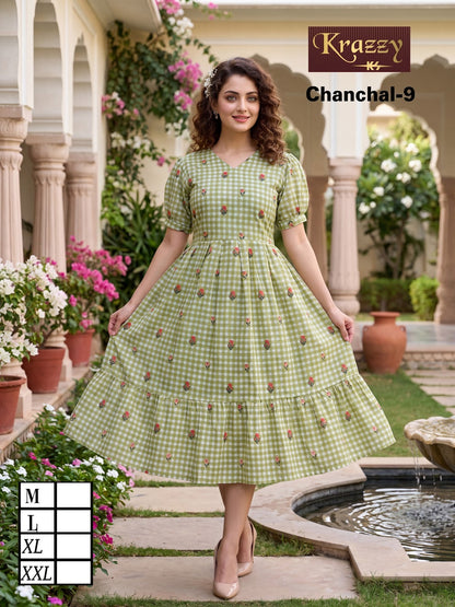 Chanchal Flair Kanha Linen Anarkali Kurtis Wholesale Rate