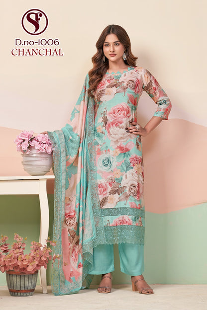 Chanchal Sweety Fashion Viscose Muslin Pant Style Suits Manufacturer Gujarat