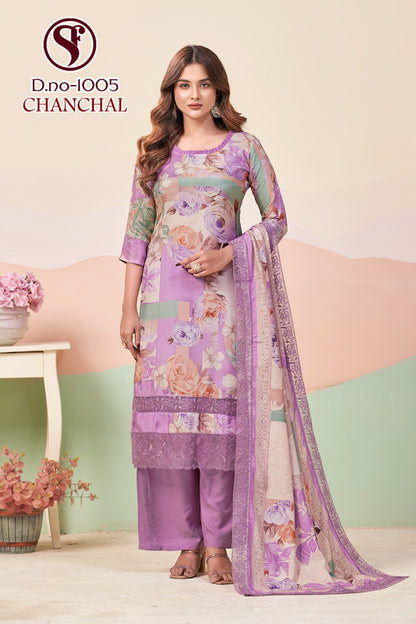 Chanchal Sweety Fashion Viscose Muslin Pant Style Suits Manufacturer Gujarat