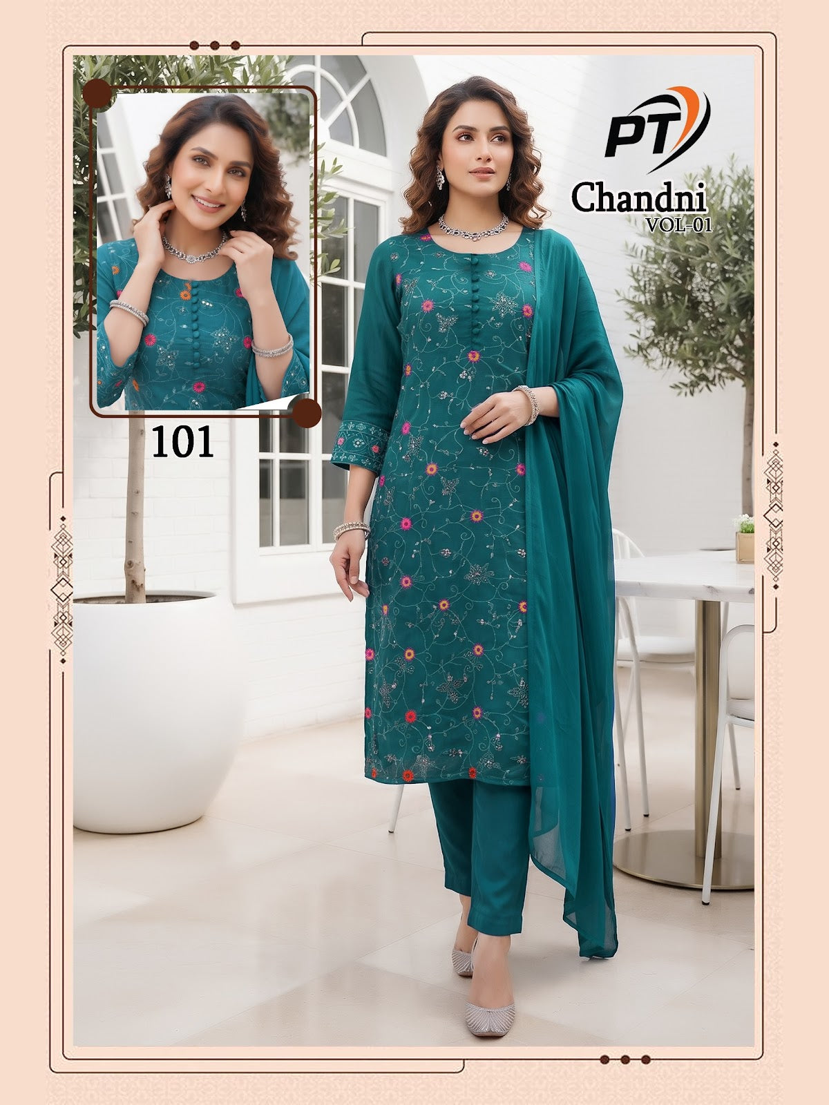 Chandni Vol 1 Pt Vertical Readymade Pant Style Suits Exporter Ahmedabad