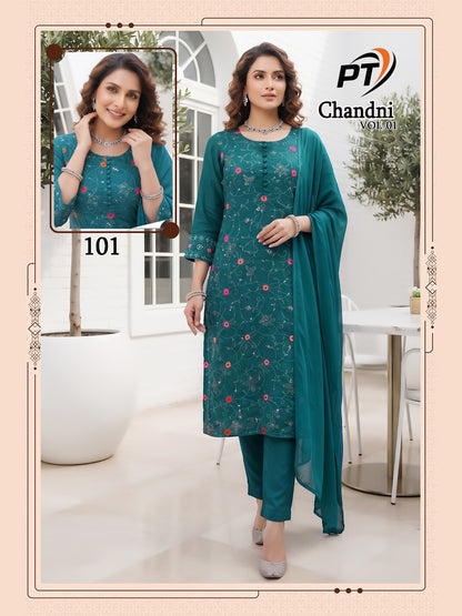 Chandni Vol 1 Pt Vertical Readymade Pant Style Suits Exporter Ahmedabad