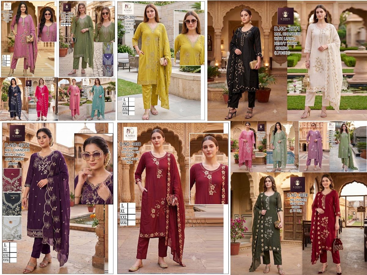 Chanderi 0710 K Shree Mal Readymade Pant Style Suits Wholesale Rate