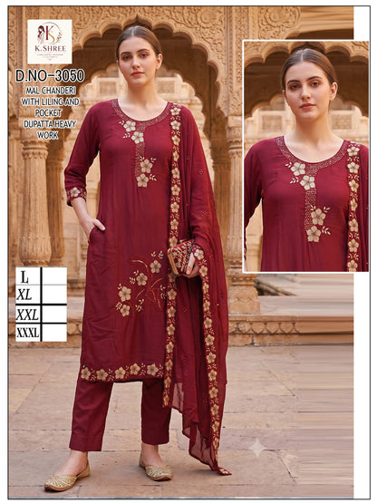 Chanderi 0710 K Shree Mal Readymade Pant Style Suits Wholesale Rate