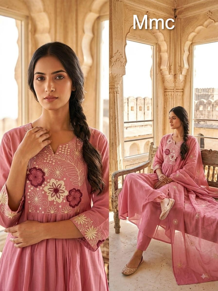 Chanderi 1509 Mmc Mul Readymade Anarkali Suits Manufacturer Ahmedabad