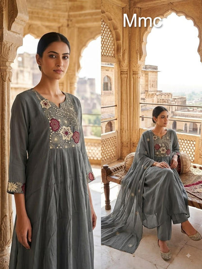 Chanderi 1509 Mmc Mul Readymade Anarkali Suits Manufacturer Ahmedabad