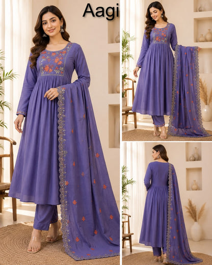 Chanderi 250826 Aagi Mul Readymade Anarkali Suits Wholesaler Ahmedabad
