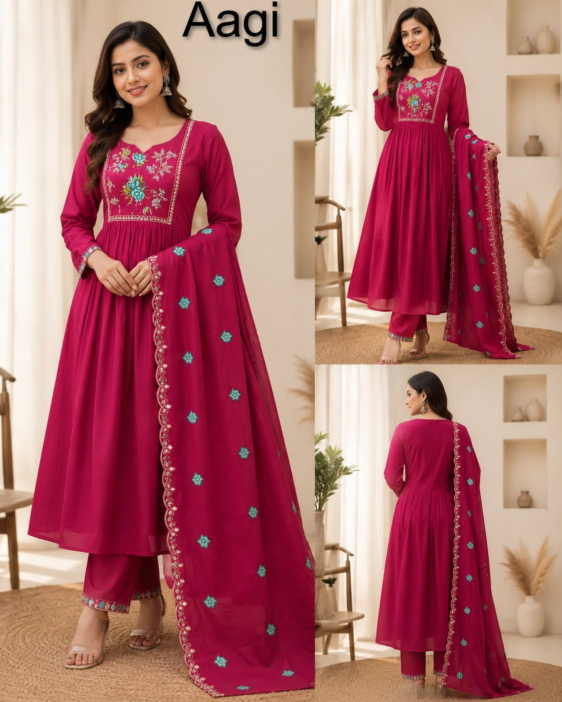 Chanderi 250826 Aagi Mul Readymade Anarkali Suits Wholesaler Ahmedabad