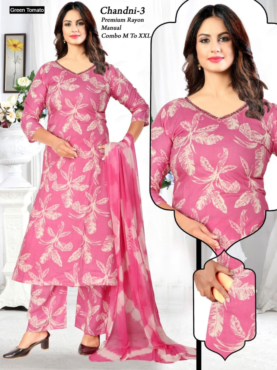 Chandni Green Tomato Rayon Readymade Suits Exporter India