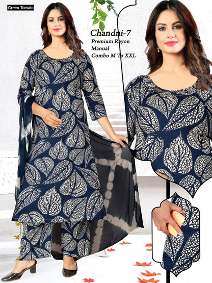 Chandni Green Tomato Rayon Readymade Suits Exporter India