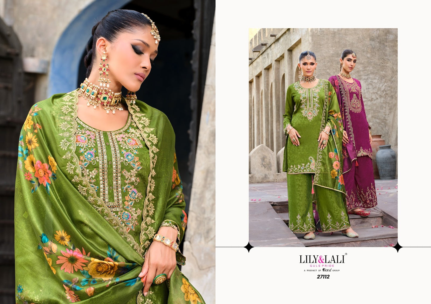 Chandni Lily Lali Chinon Silk Readymade Plazzo Style Suits Exporter