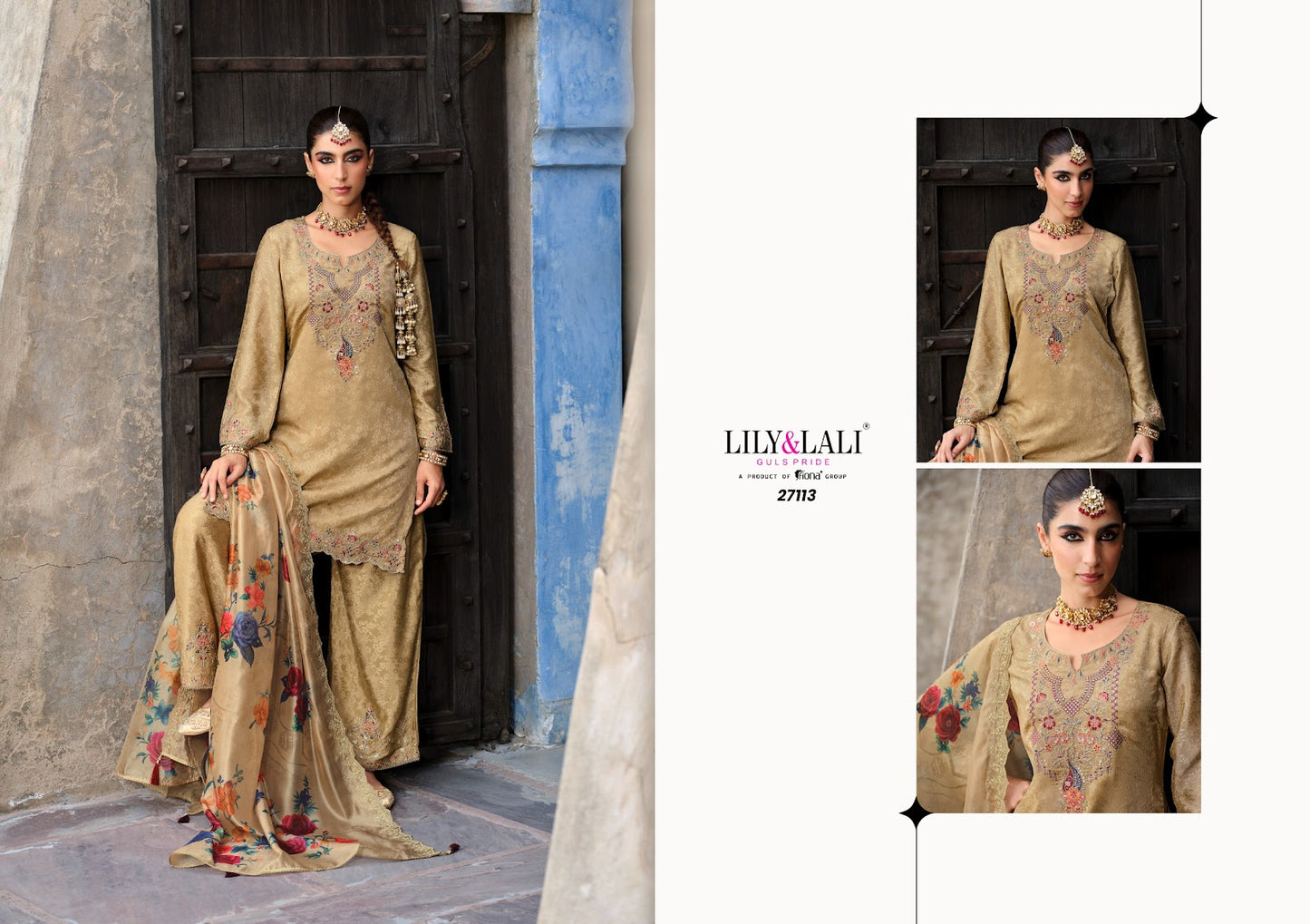 Chandni Lily Lali Chinon Silk Readymade Plazzo Style Suits Exporter