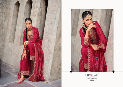 Chandni Lily Lali Chinon Silk Readymade Plazzo Style Suits Exporter