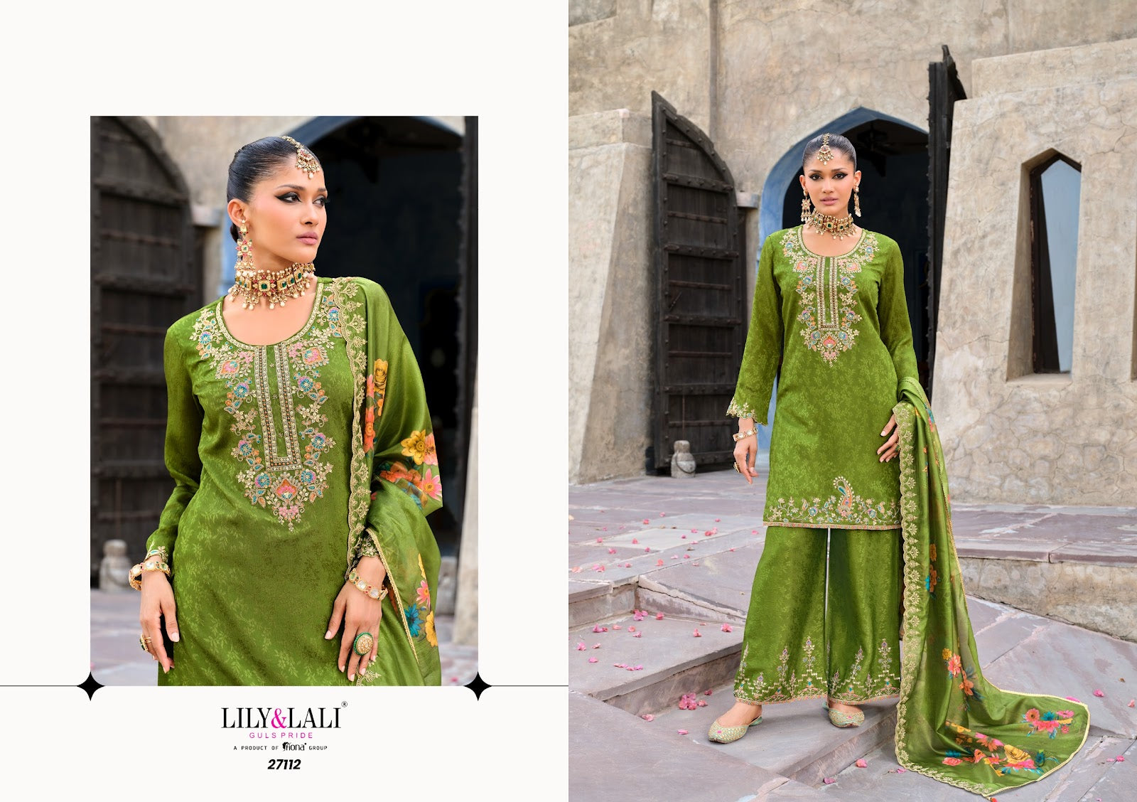Chandni Lily Lali Chinon Silk Readymade Plazzo Style Suits Exporter