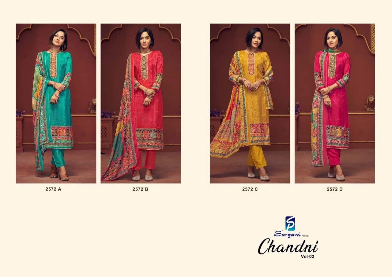 Chandni Vol 2 Sargam Prints Pure Bemberg Muslin Pant Style Suits Wholesale Price