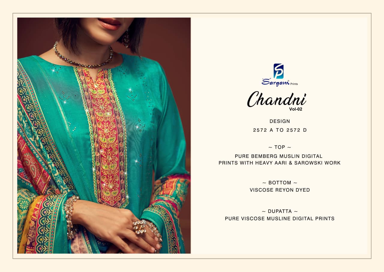 Chandni Vol 2 Sargam Prints Pure Bemberg Muslin Pant Style Suits Wholesale Price