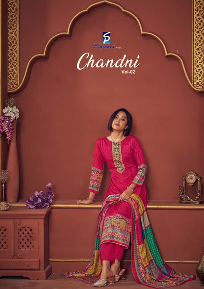 Chandni Vol 2 Sargam Prints Pure Bemberg Muslin Pant Style Suits Wholesale Price