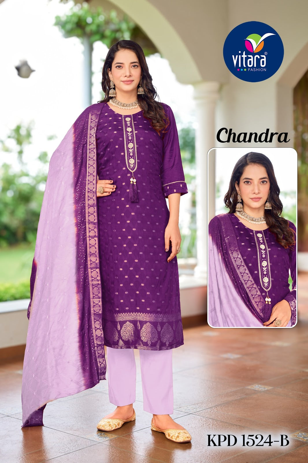 Chandra Vitara Muslin Jacquard Readymade Pant Style Suits Wholesaler