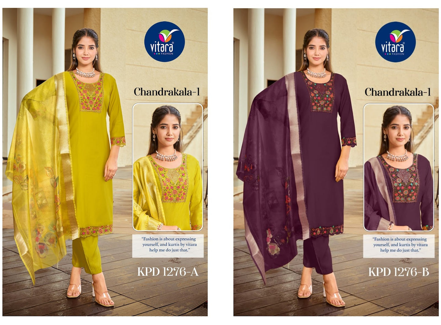 Chandrakala 1 Vitara Vetican Silk Readymade Pant Style Suits Exporter Gujarat