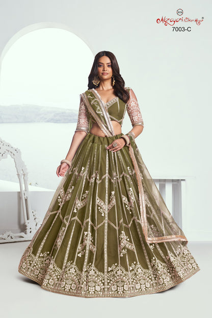 Chandrakala Vol 1 7003Abcd Narayani Fashion House Butterfly Net Lehenga Choli Exporter India