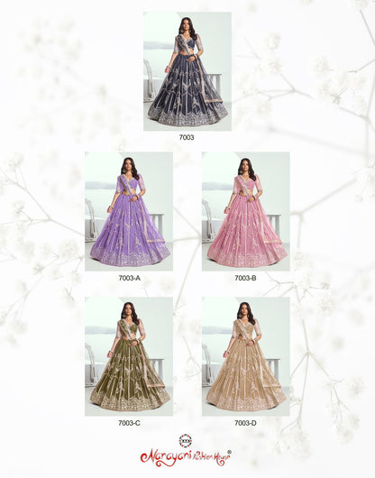 Chandrakala Vol 1 7003Abcd Narayani Fashion House Butterfly Net Lehenga Choli Exporter India