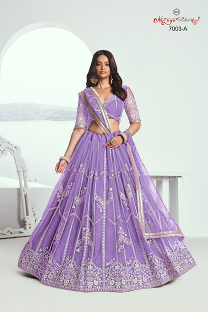 Chandrakala Vol 1 7003Abcd Narayani Fashion House Butterfly Net Lehenga Choli Exporter India