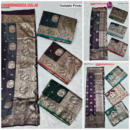 Chandrakanta Vallabhi Prints Satin Sarees Wholesale Price