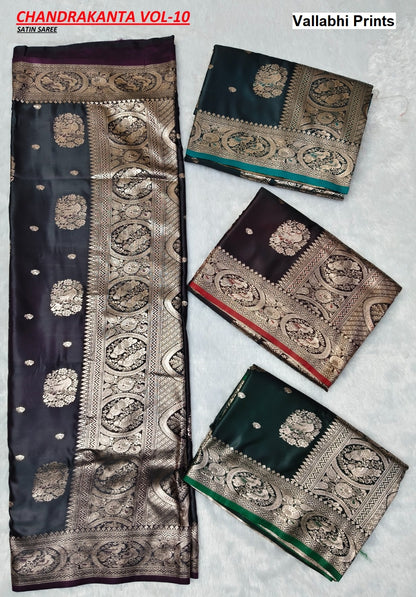 Chandrakanta Vallabhi Prints Satin Sarees Wholesale Price