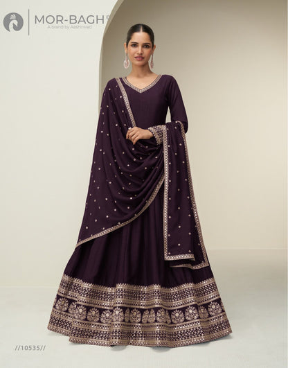 Chandrika Aashirwad Creation Mor Bagh Silk Gown Dupatta Set Wholesale Price