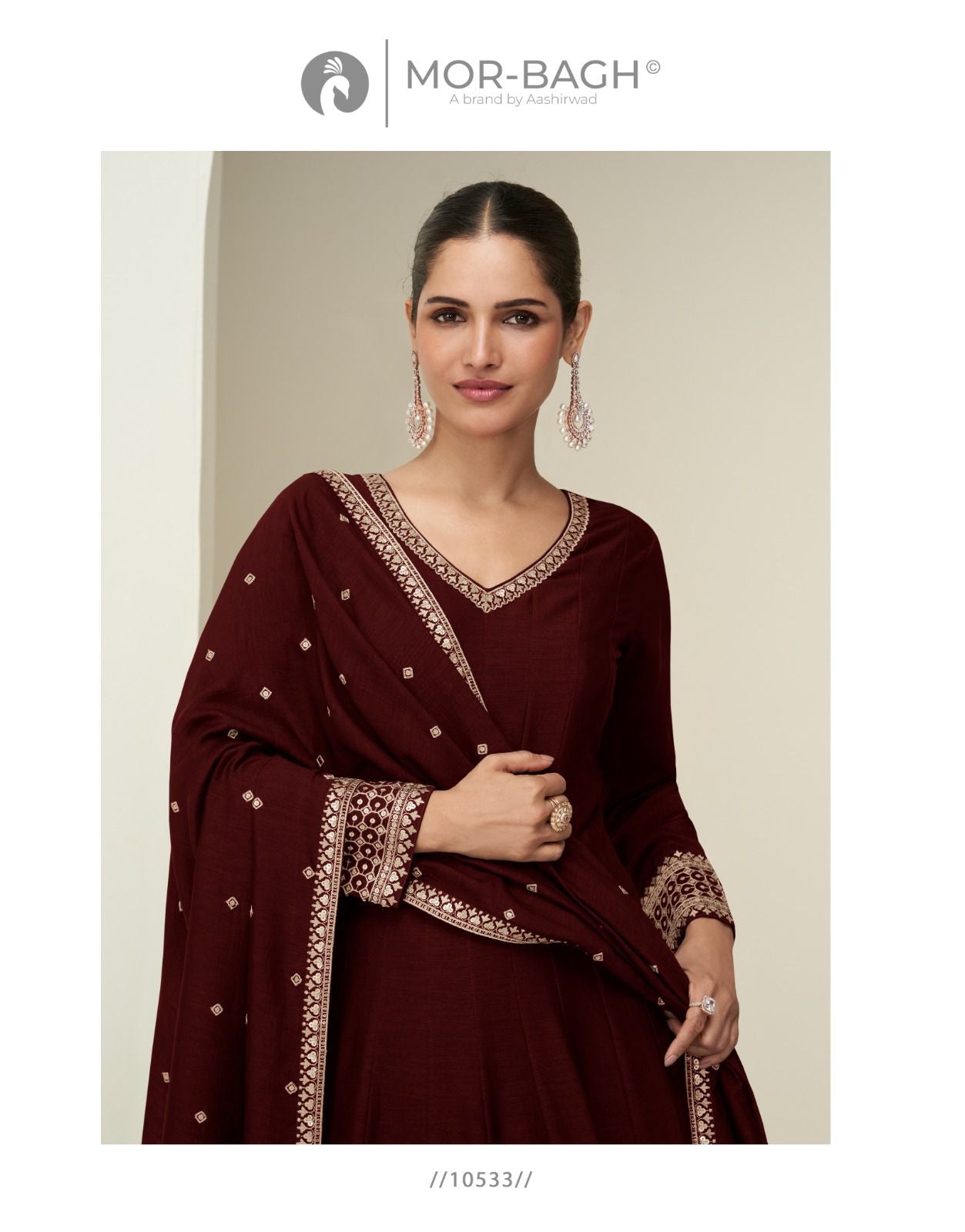 Chandrika Aashirwad Creation Mor Bagh Silk Gown Dupatta Set Wholesale Price