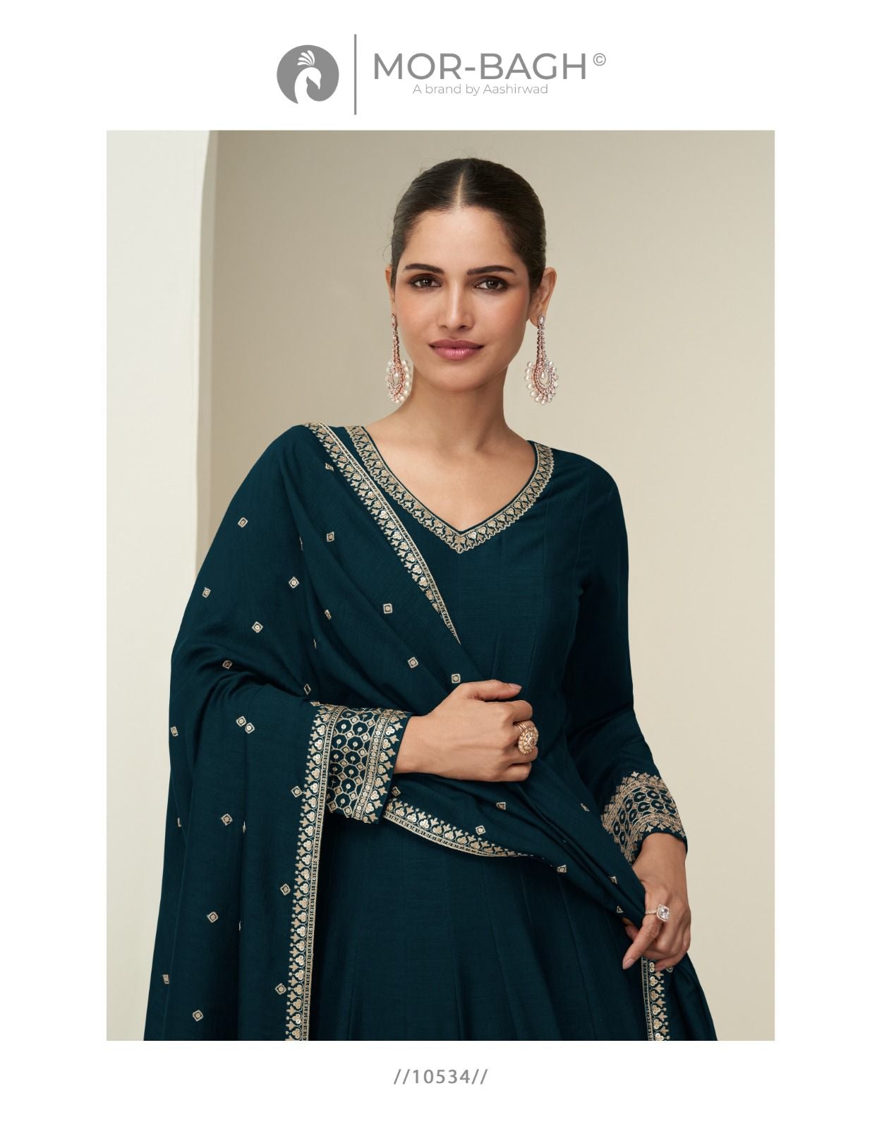 Chandrika Aashirwad Creation Mor Bagh Silk Gown Dupatta Set Wholesale Price