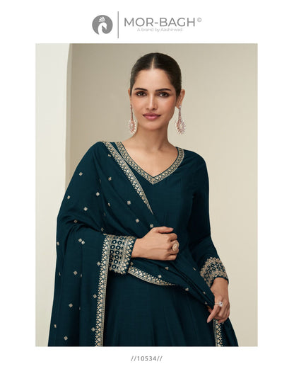 Chandrika Aashirwad Creation Mor Bagh Silk Gown Dupatta Set Wholesale Price