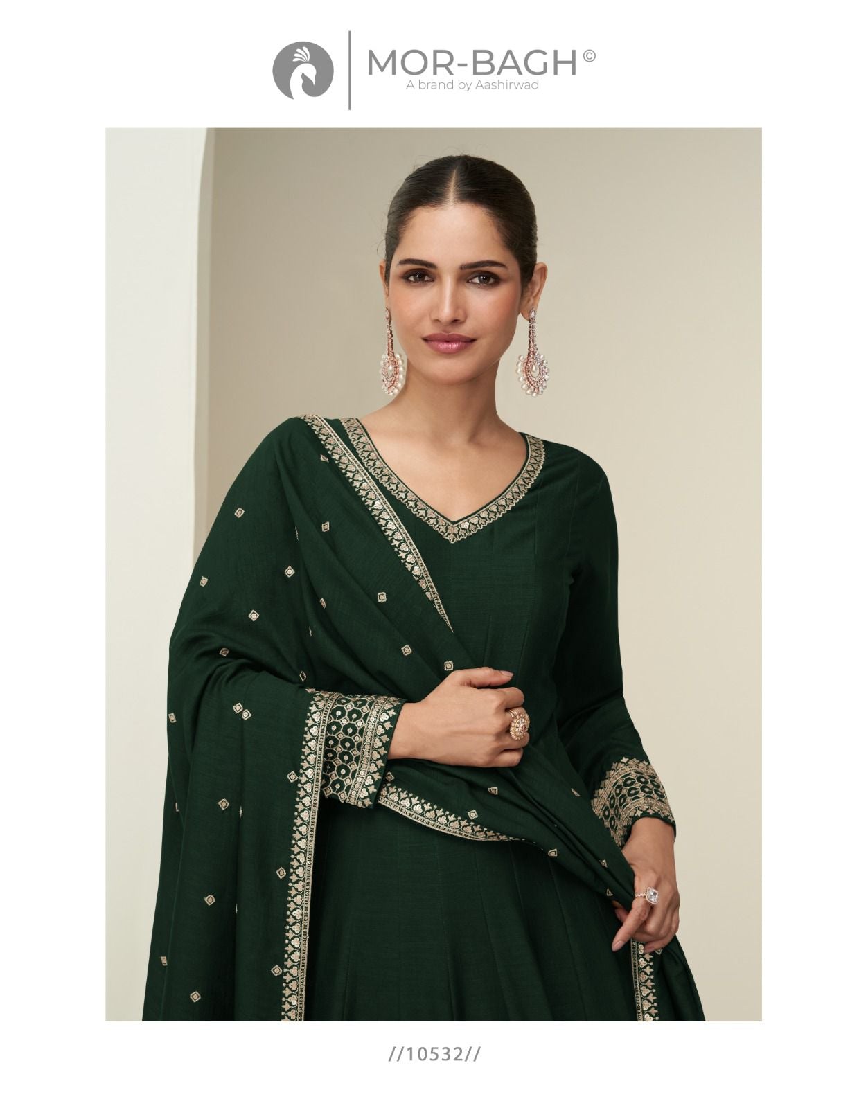 Chandrika Aashirwad Creation Mor Bagh Silk Gown Dupatta Set Wholesale Price