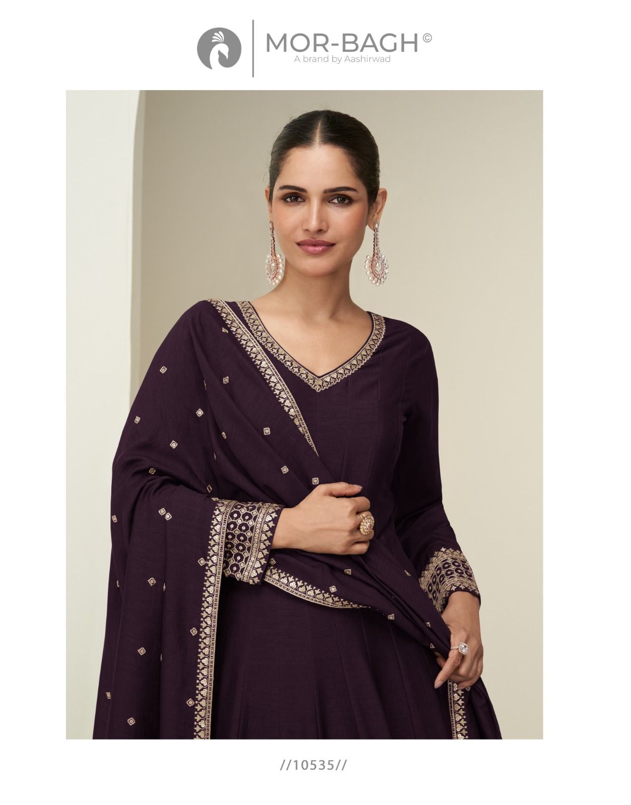 Chandrika Aashirwad Creation Mor Bagh Silk Gown Dupatta Set Wholesale Price