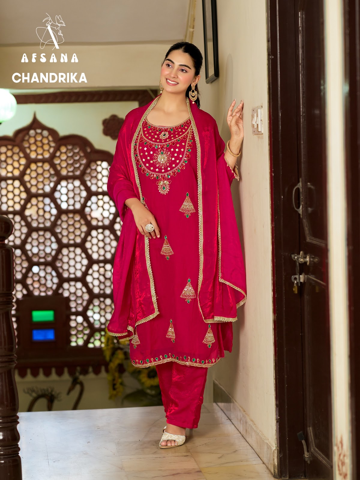 Chandrika Afsana Fandy Satin Readymade Pant Style Suits Supplier Gujarat