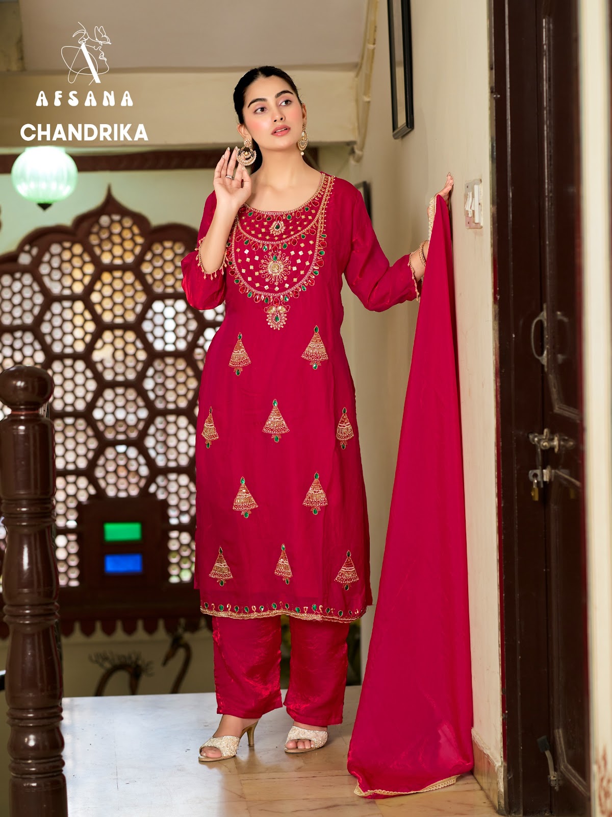 Chandrika Afsana Fandy Satin Readymade Pant Style Suits Supplier Gujarat
