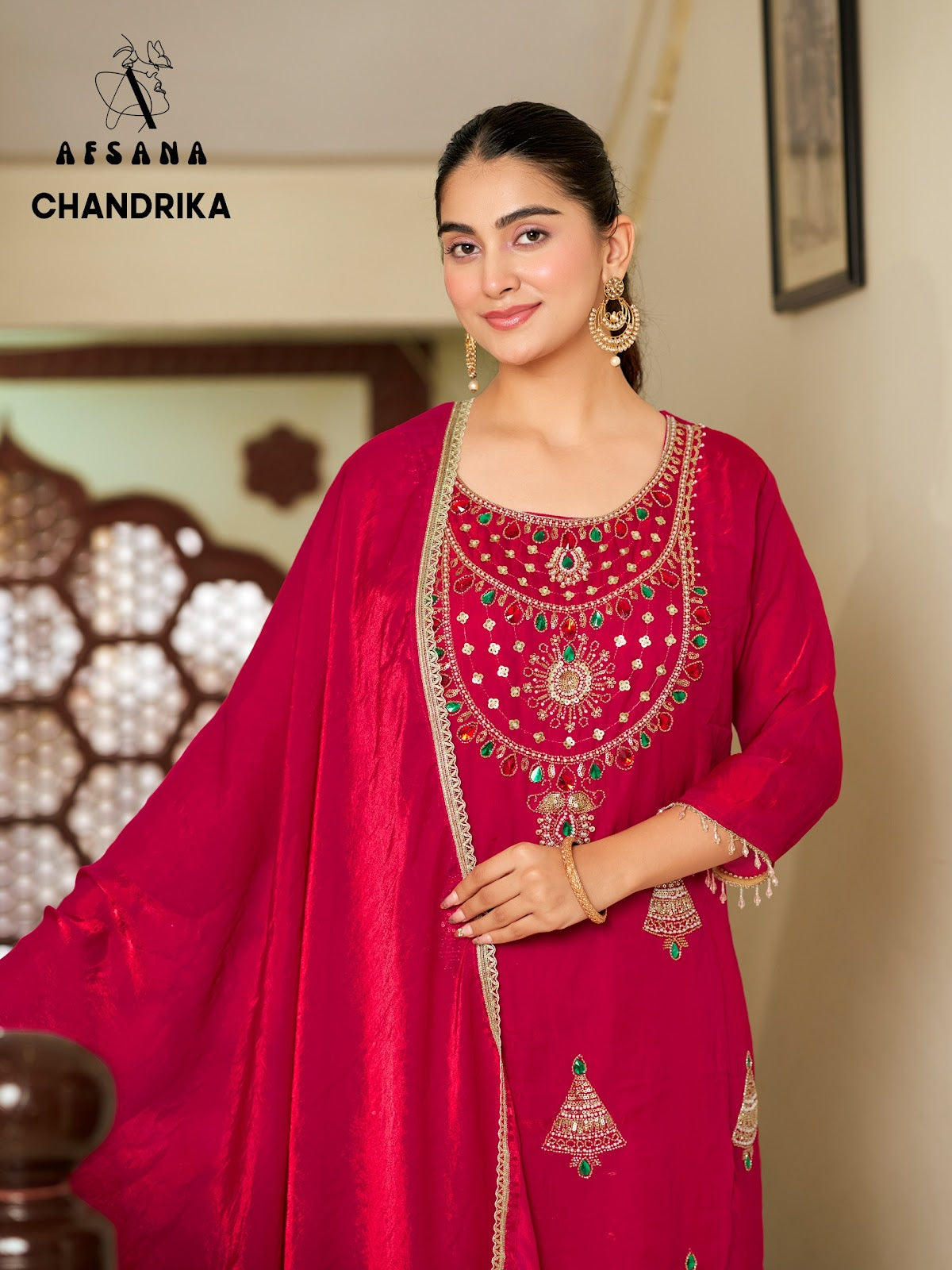 Chandrika Afsana Fandy Satin Readymade Pant Style Suits Supplier Gujarat