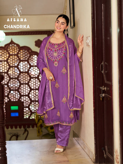 Chandrika Afsana Fandy Satin Readymade Pant Style Suits Supplier Gujarat