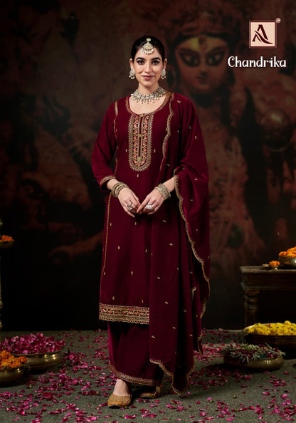 Chandrika Alok Velvet Suits Supplier India
