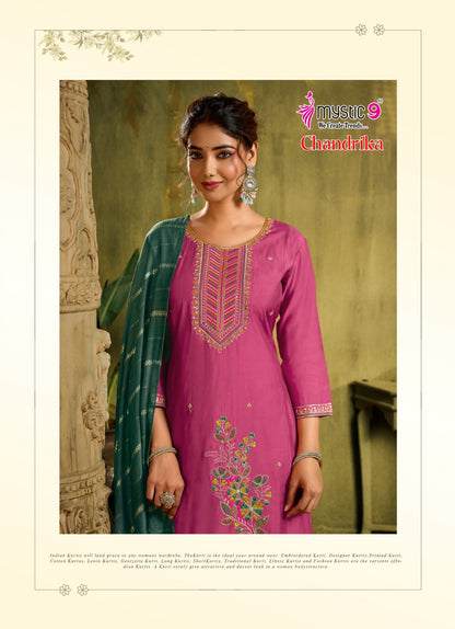 Chandrika Vol 1 Mystic 9 Roman Silk Readymade Anarkali Suits Wholesale Price