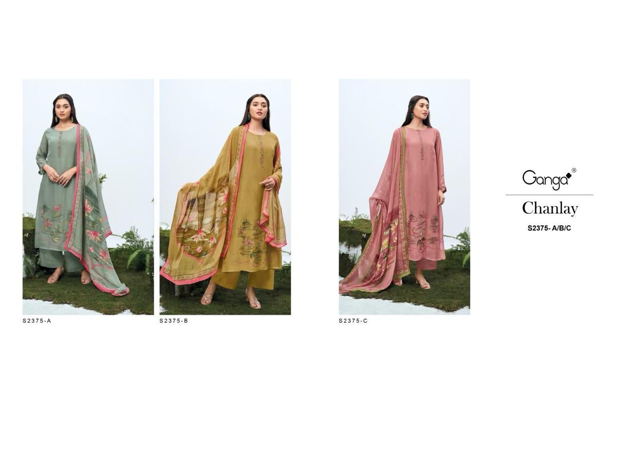 Chanlay 2375 Ganga Habutai Silk Plazzo Style Suits Manufacturer India