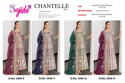 Chantelle Vol 2 Sajida Butterfly Net Pakistani Salwar Suits Exporter India