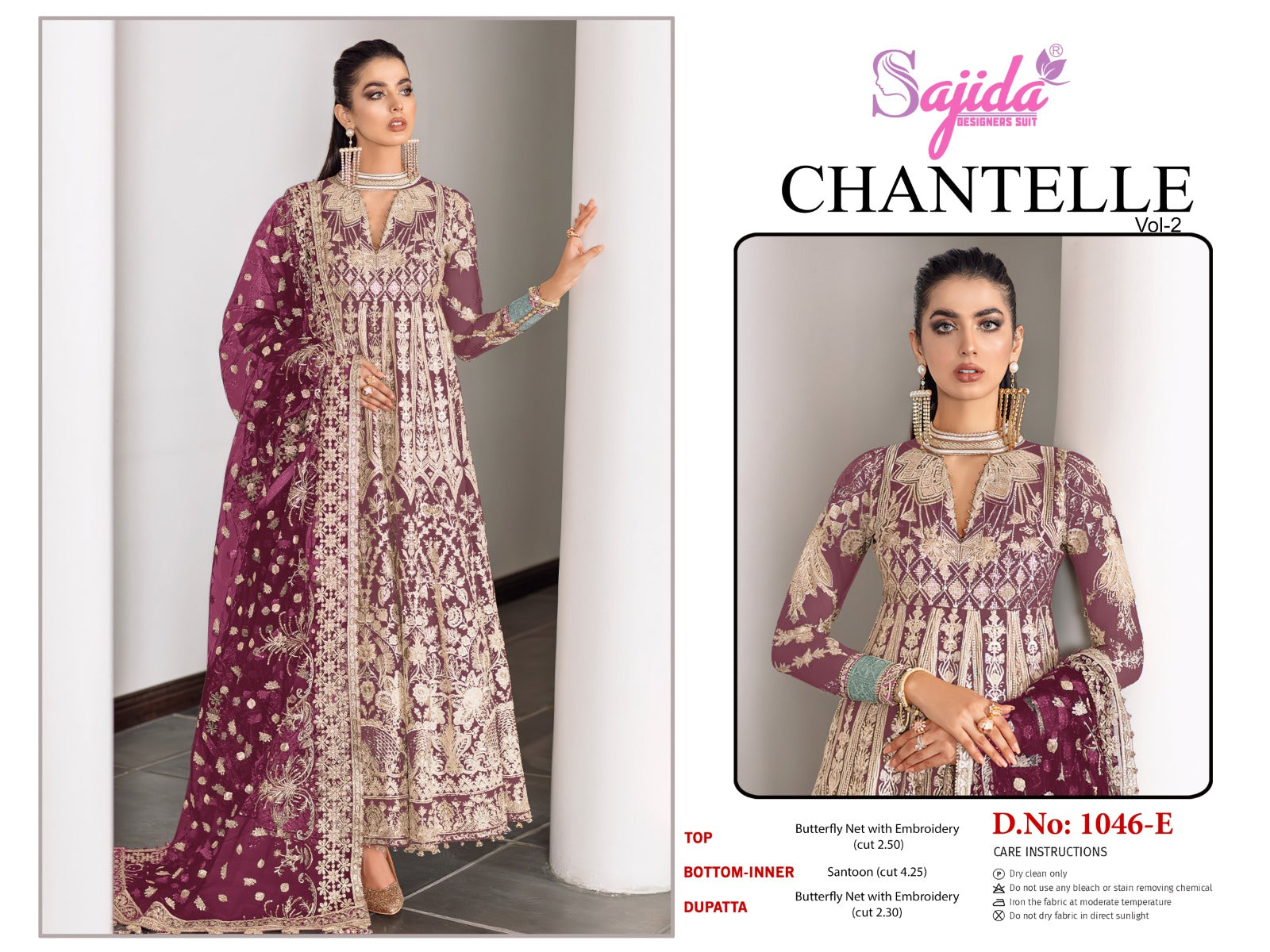 Chantelle Vol 2 Sajida Butterfly Net Pakistani Salwar Suits Exporter India