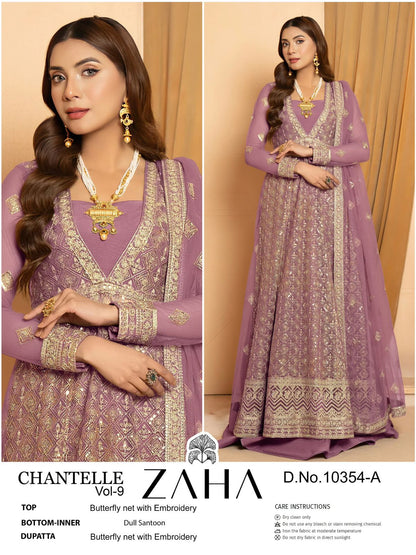 Chantelle Vol 8 10354 Zaha Butterfly Net Pakistani Salwar Suits Manufacturer