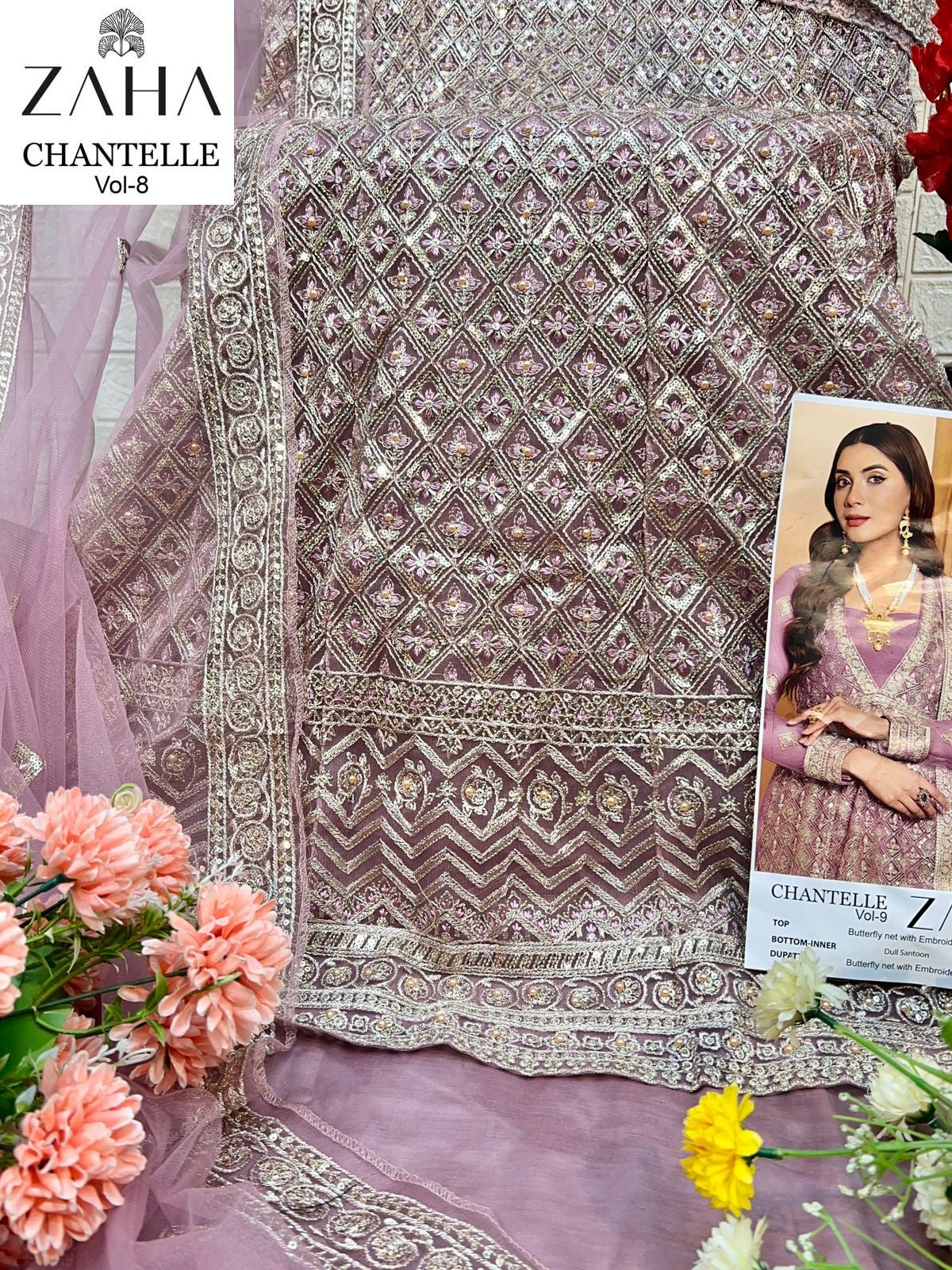 Chantelle Vol 8 10354 Zaha Butterfly Net Pakistani Salwar Suits Manufacturer